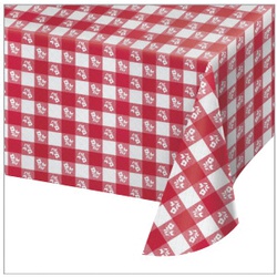 RED GINGHAM TABLECOVER 54X108 PLASTIC