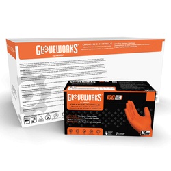 GWON44100 AMMEX MEDIUM GLOVEWORKS ORANGE NITRILE GLOVES 