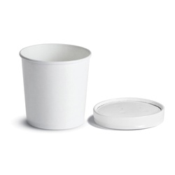 16 OZ PAPER FOOD CONTAINERS WHITE W/PAPER VENTED LID 71844