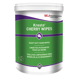 KCW70W WHITE RED KRESTO CHERRY WIPES 6/CS 70CT CANISTER