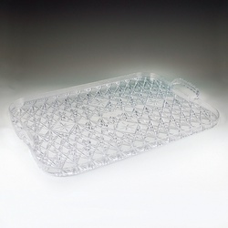 19 X 13 CRYSTAL TRAY W HANDLES #NON RETURNABLE#