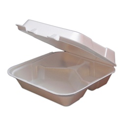 MEDIUM 3 COMP WHITE HINGE TRAY ECOPAX RE883  2/100/CS