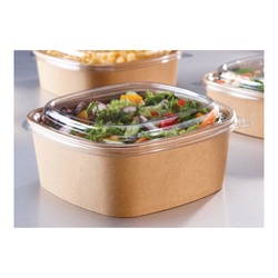 512207D300N Clr Dome Lid F/Kraft 24&32oz Bowl 300/cs Sq Container