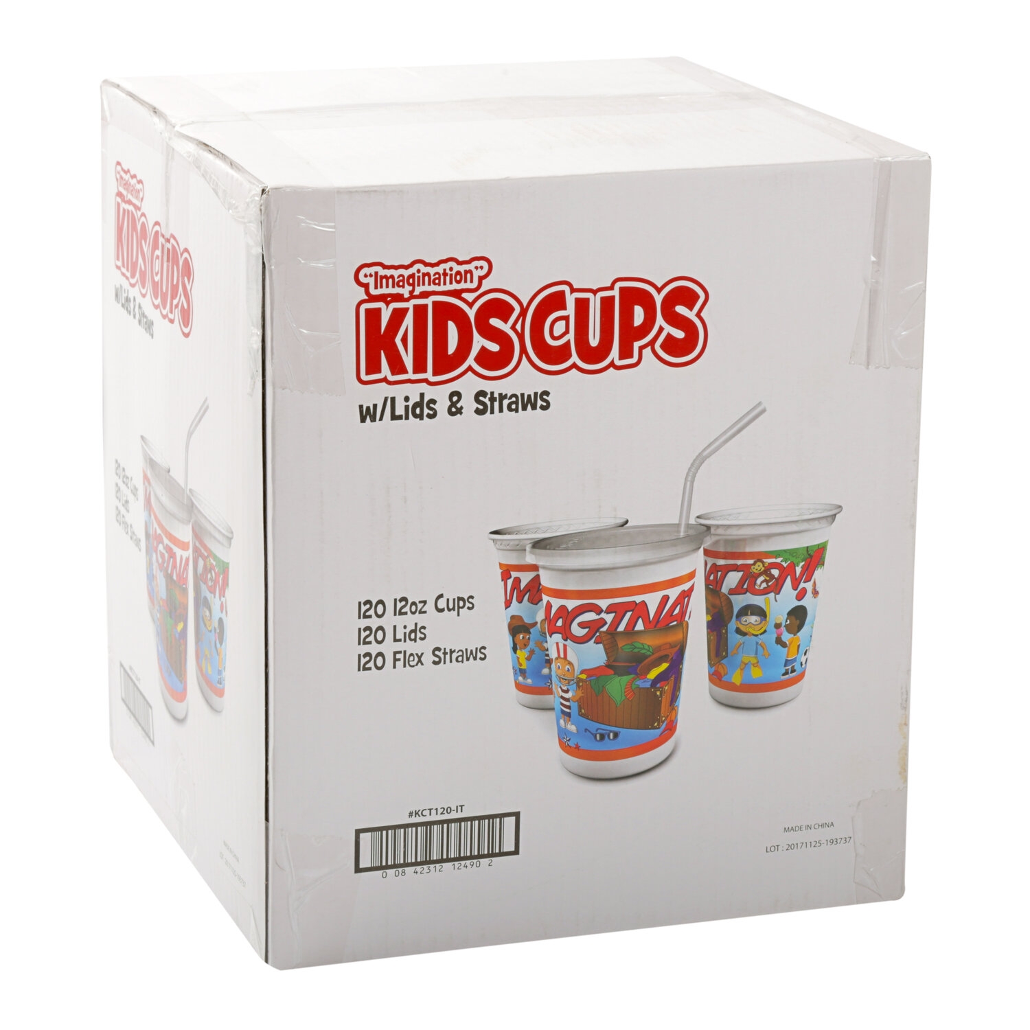 KCT120IT 12OZ KIDS CUPS 120/CSLID/FLEX STRAW