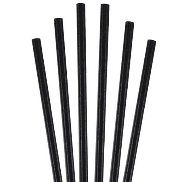 7.75" BLK JUMBO PAPER STRAW UNWRAPPED 8/600/CS