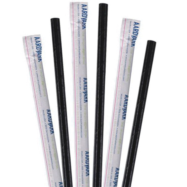 7.75" Black PAPER JUMBO STRAW3200/CS   WRAPPED