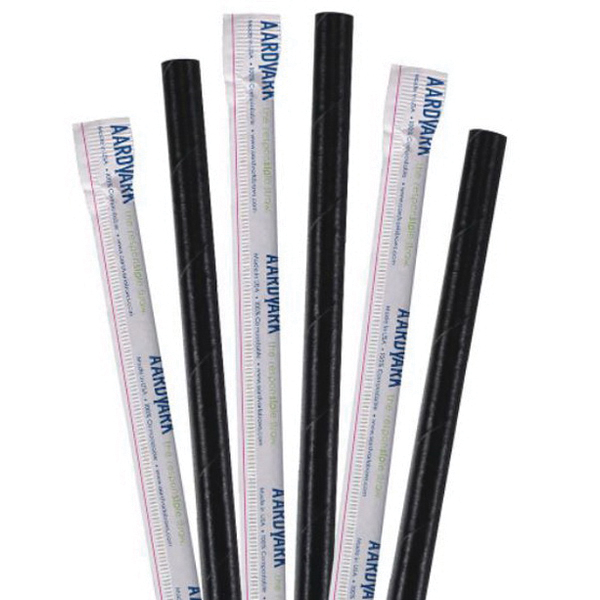 7.75" BLK PAPER GIANT STRAW 2400/CS   WRAPPED