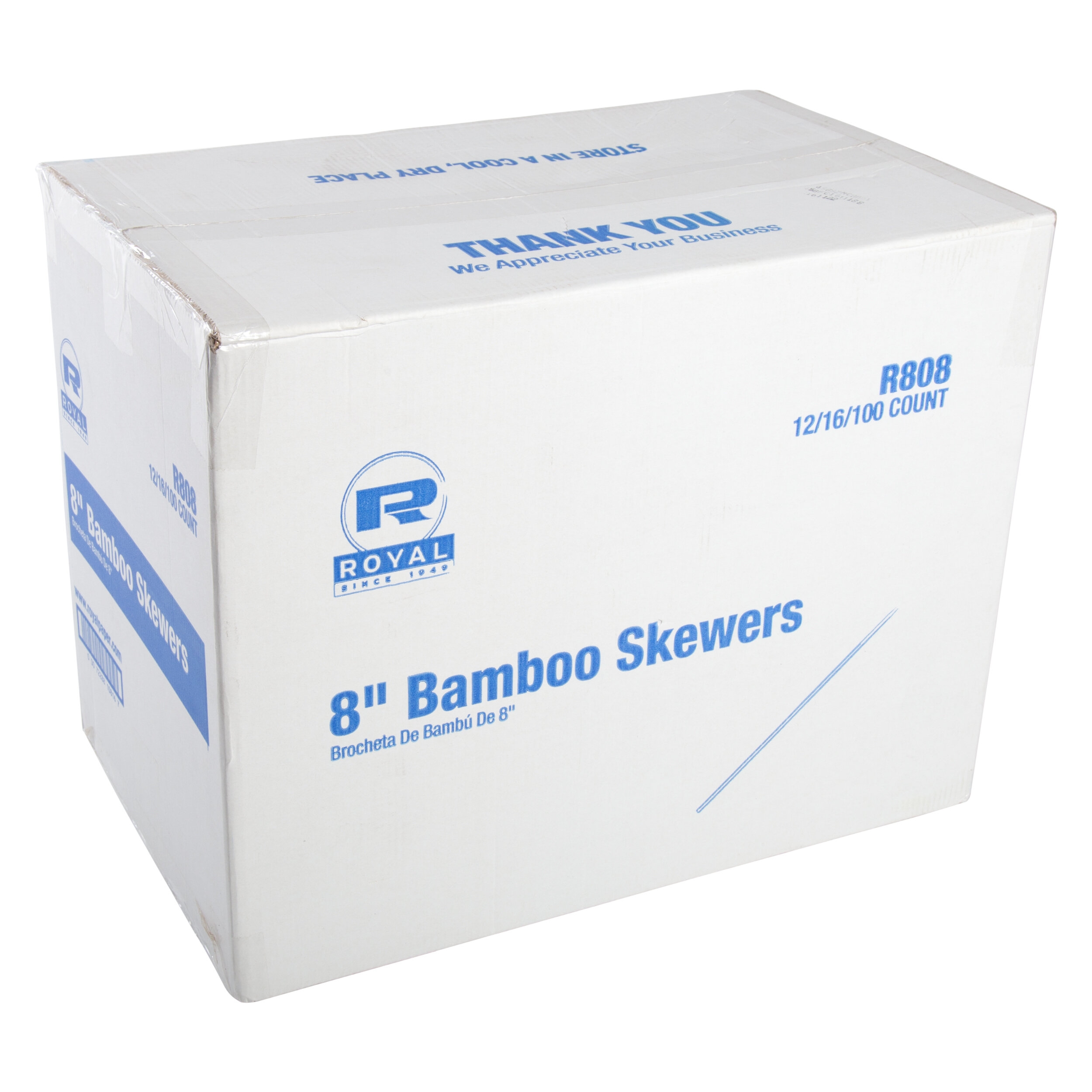 8" BAMBOO SKEWERS 12X16X100/CS R808