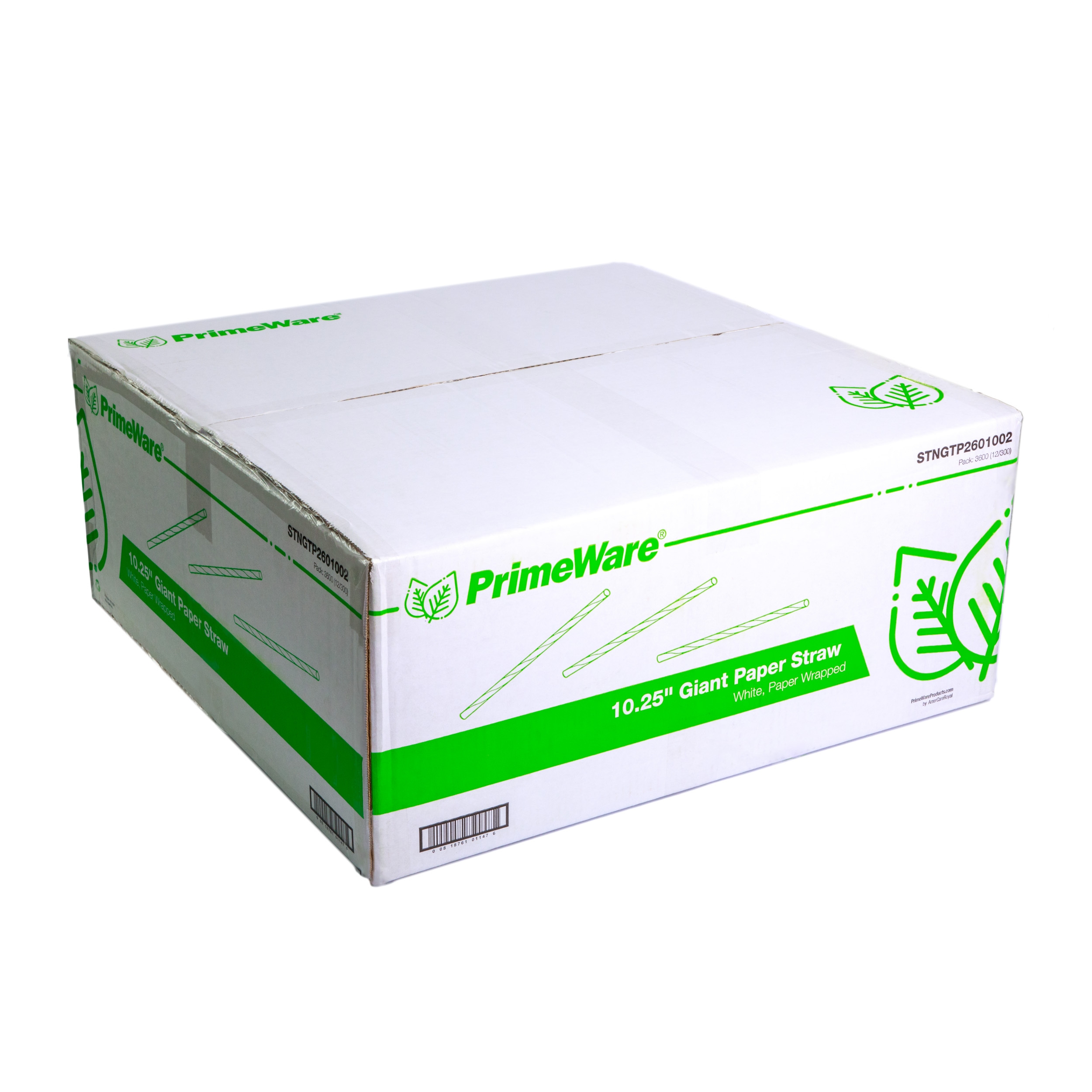 10.25" GIANT WHITE PAPER STRAW WRAPPED 3600/CS