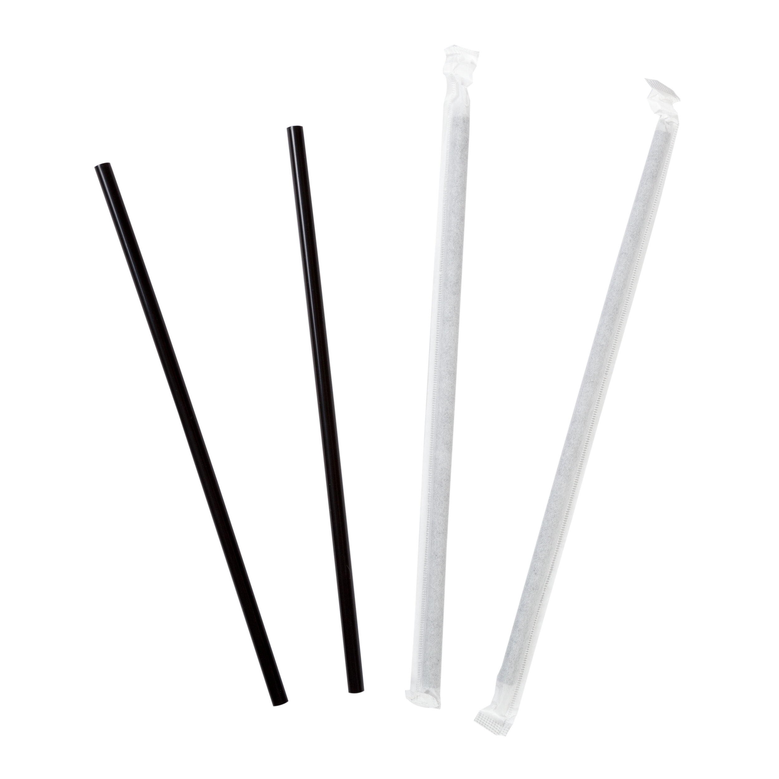 7.75" Black Jumbo Paper Wrapped Straw 24/500