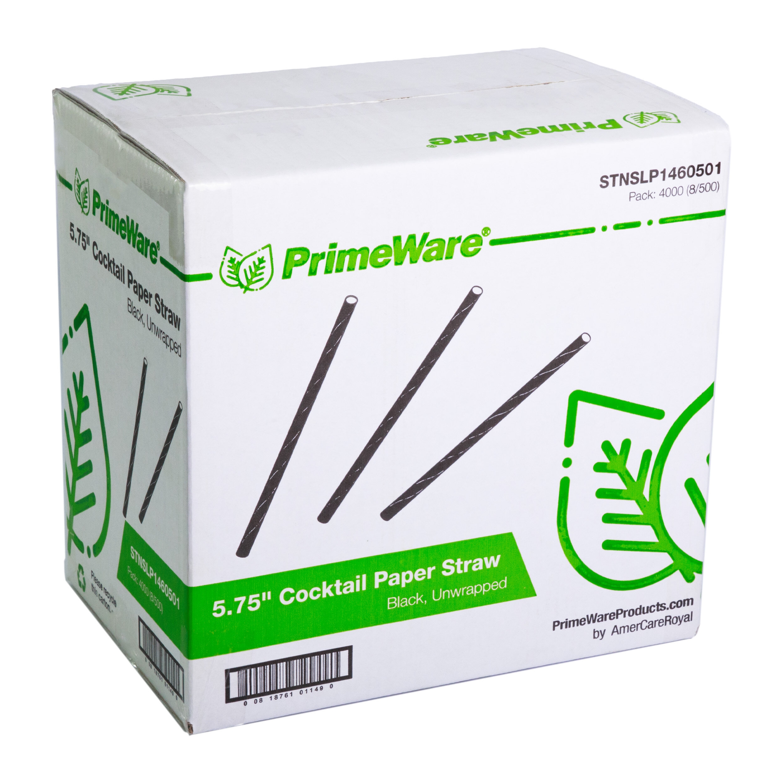 5.75" Black Paper Cocktail Jumbo Unwrapped Straw 4M/CS