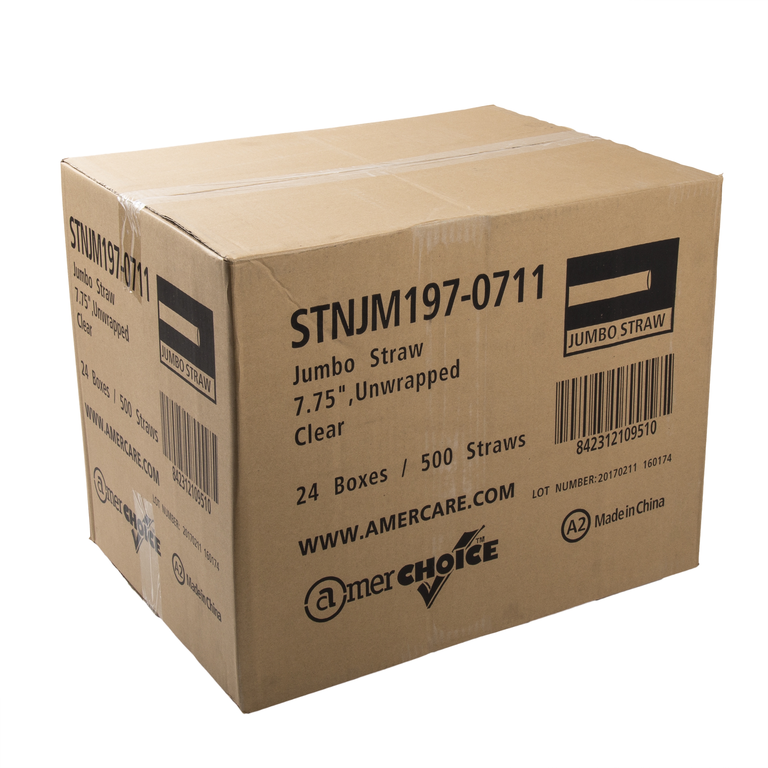 7.75" CLR JUMBO STRAW 24/500 UNWRAPPED