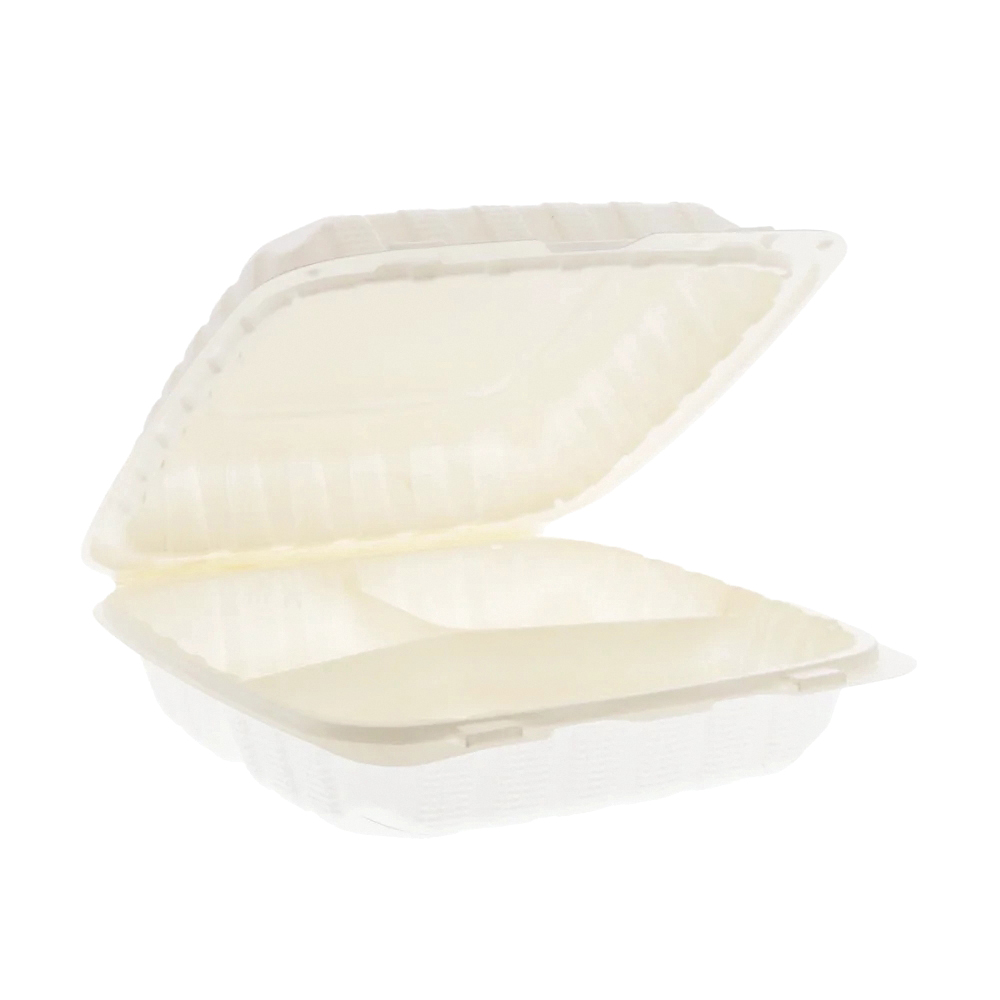 MFPP Cont Hinged Lid 9" 3-Comp Vent Wht 150/Case