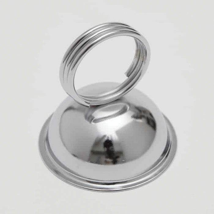 Menu Card Holder 2-1/2" Wire Loop Clip - Round Bell Base - Nickel Plated Mirror Finish - EA