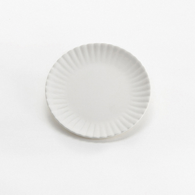 MP6 Plate, 5‐7/8" dia. x 5/8"H, round, paper plate design, melamine, white - EA