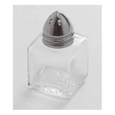 SALT & PEPPER SHAKER 1/2OZ PETITE PANELED GLASS SS TOPS - EA