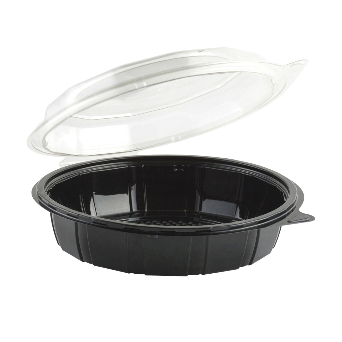 9" Round Black/Clear Hinge 40oz Container 100/cs
