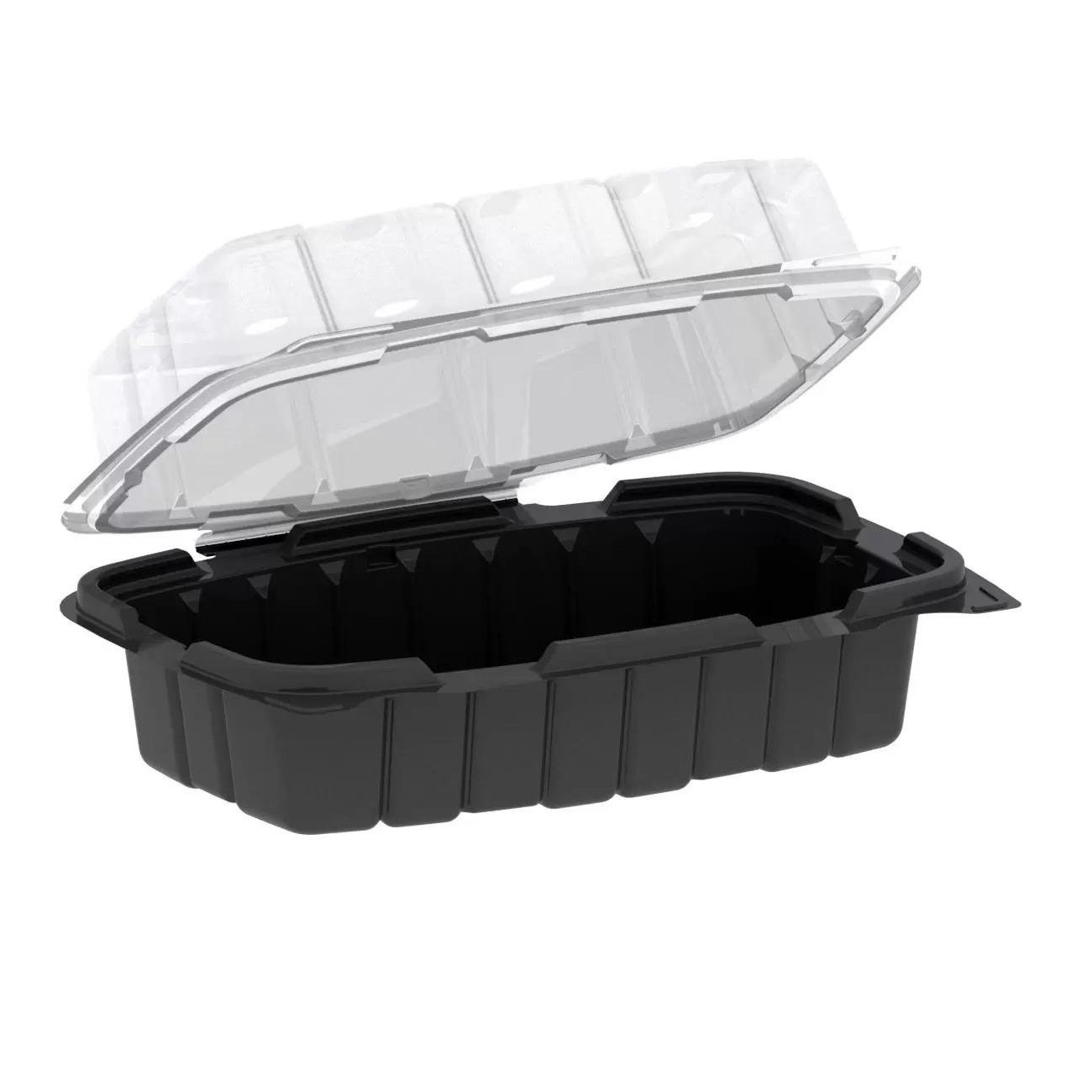 CF6911 9x6 Hinged Container 110/cs Black Base Clear Lid