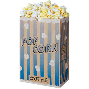 612 85OZ THEATER POPCORN BAGECO-CRAFT BLUE STRIPE 500/CS