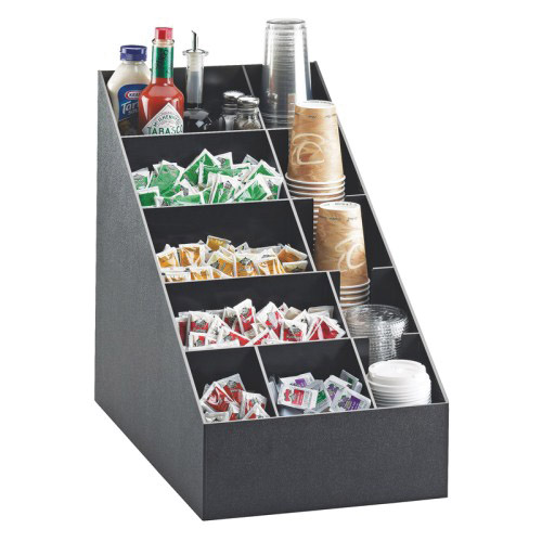 Condiment Caddy Countertop 14x22.5x20.25 - 5 Level  11 Compartments Black Plastic - EA