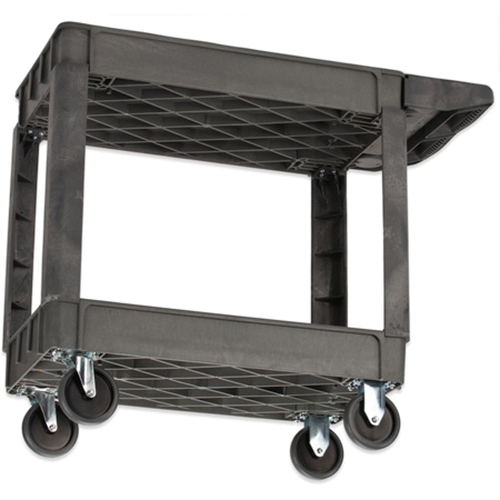 Cart Utility / Bussing 500lb - 40x17-1/4x33-1/2 - 2 Deep Bin-Shelves - 4 HD Casters - Polypropylene Gray - EA