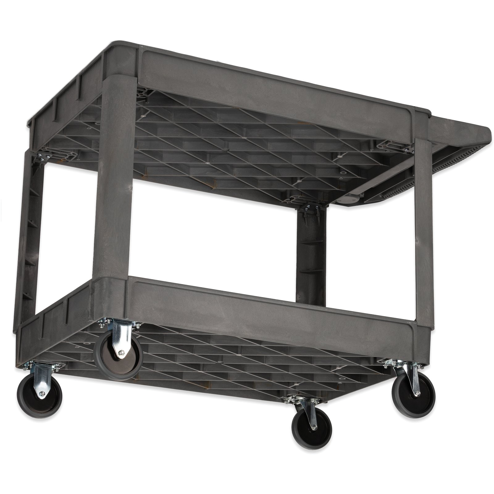 Cart Utility / Bussing 500lb 45x25x33 - 2 Deep Bin-Shelves, 4 HD Casters - Polypropylene Gray - EA