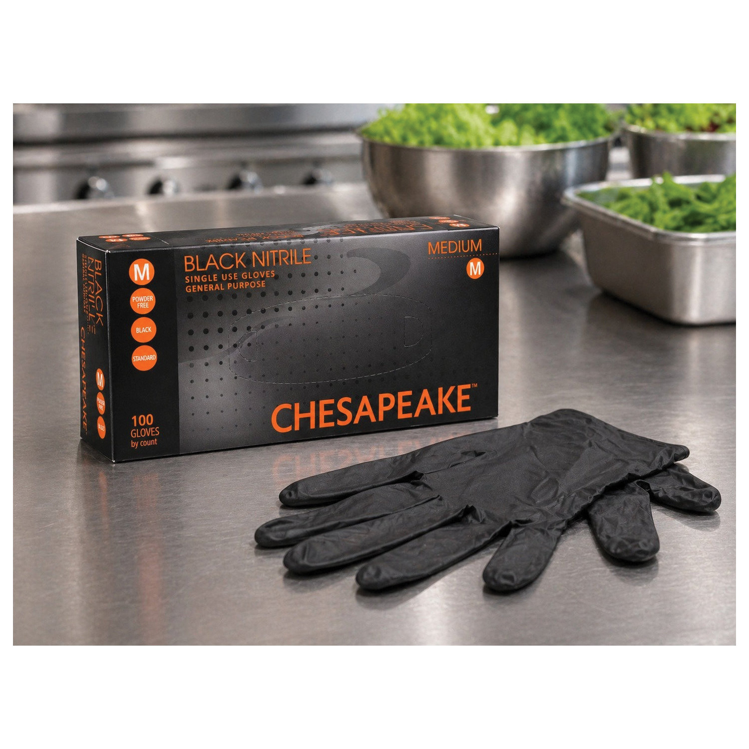 Medium Black Nitrile Gloves  1M/CS