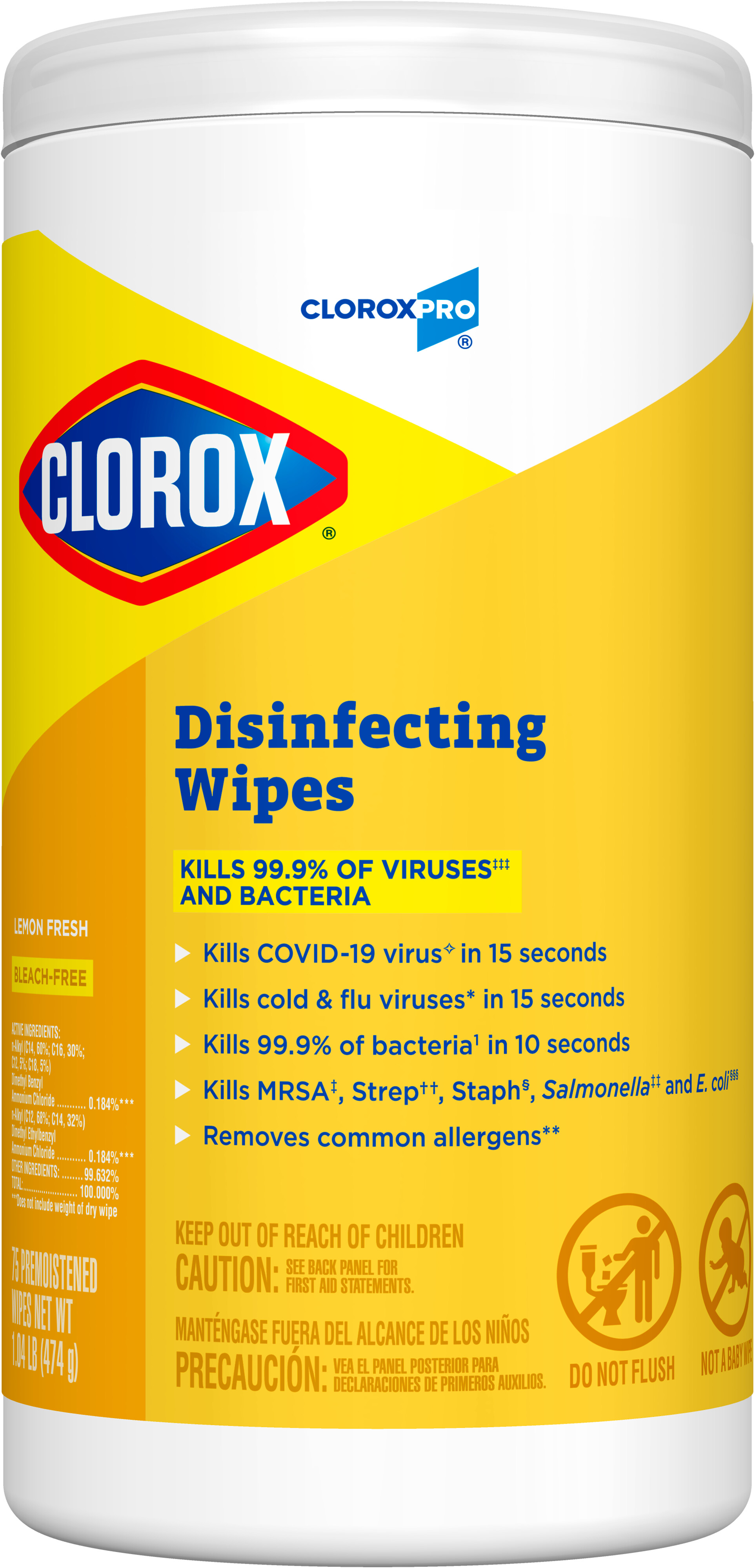 15948 CLOROX LEMON SCENT WIPES 6/75CT DISINFECTANT