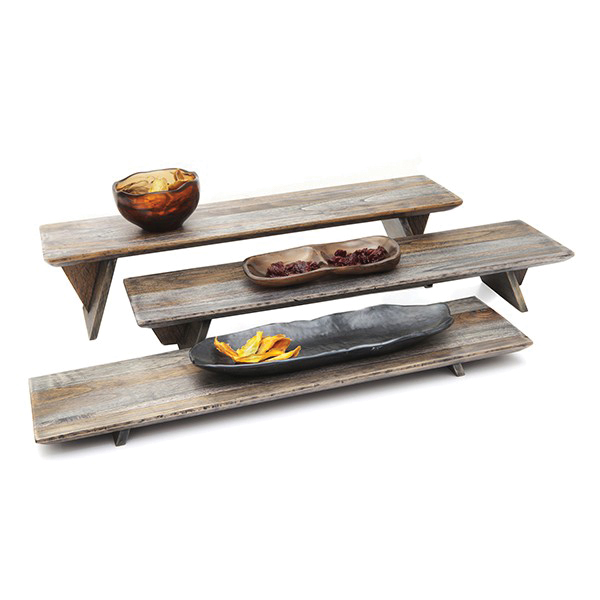 DISPLAY RISER SET 3 PIECE WOOD TILE RISER