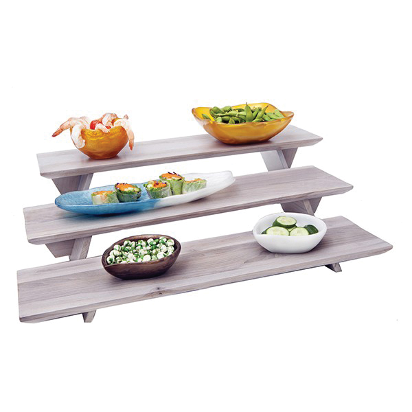 DISPLAY RISER SET SQUARE 23X6 GRAY WOOD