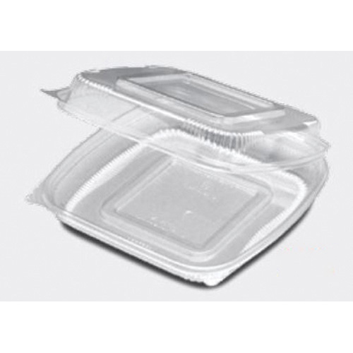 N30WN 8" HINGED CONTAINER 160CPLA COMPOSTABLE  SHALLOW 2"