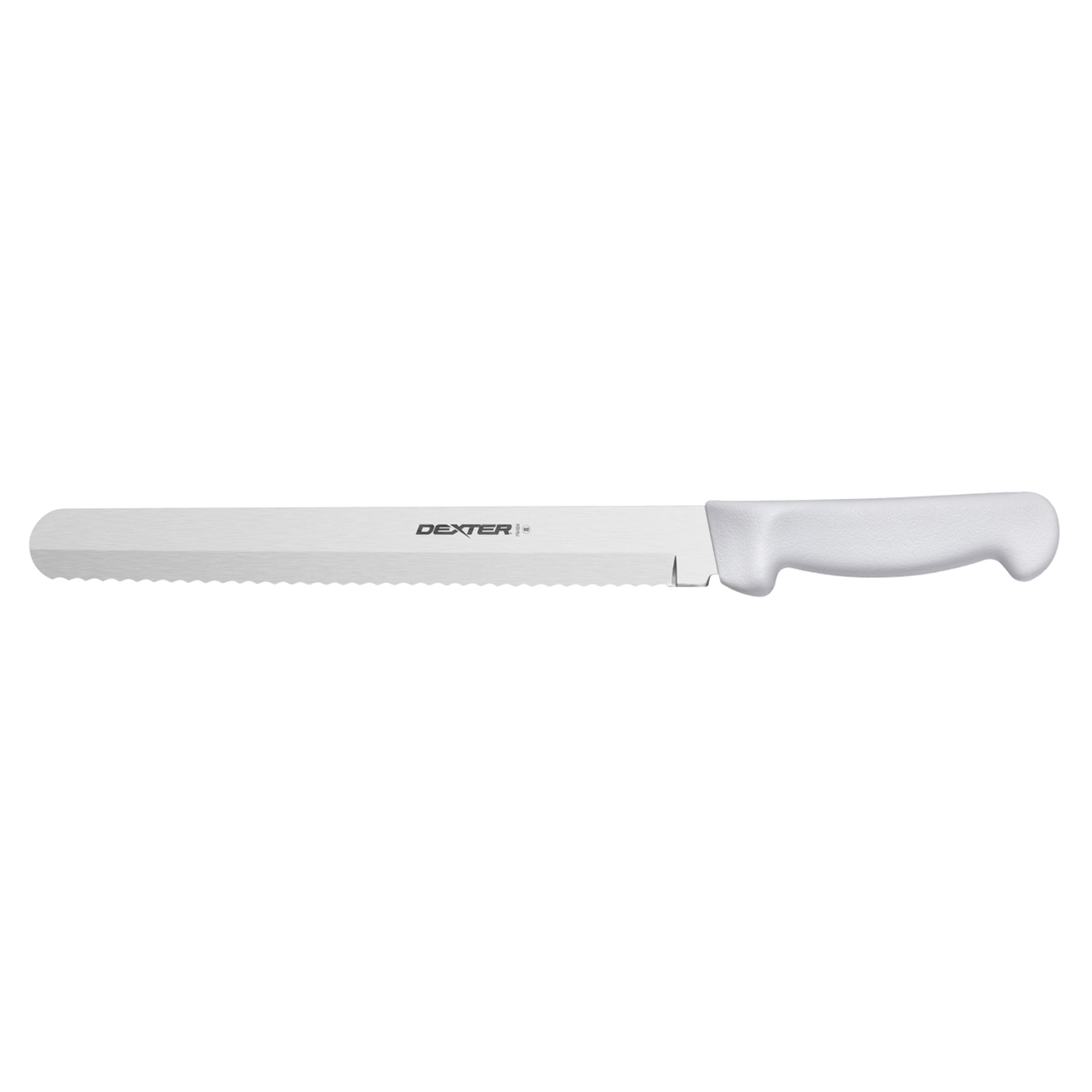 BREAD KNIFE 10" SCALLOPED WHITE HANDLE - EA