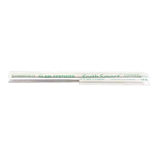 7.75" Earth Smart Black Compostable Wrapped Straw 5M/cs