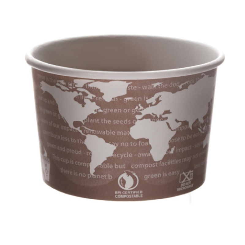 8oz Renewable & Compostable Paper Container World Art