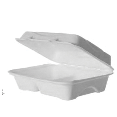 9x6 Sugarcane Clamshell 2 Compartment 250/cs