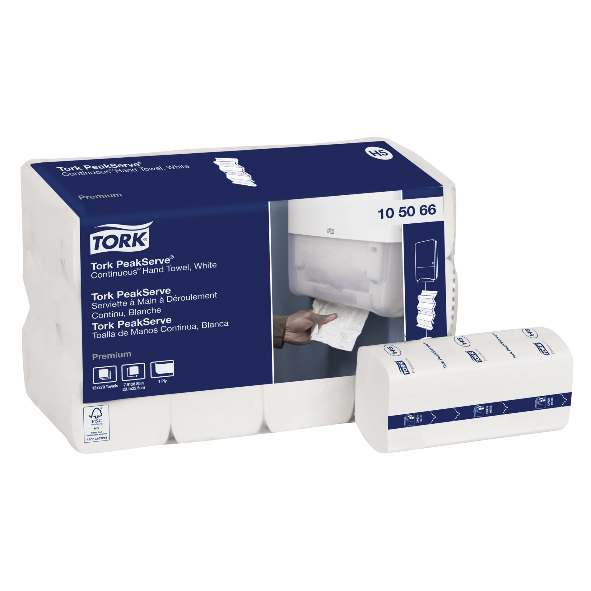 Tork PeakServe Continuous Paper Hand Towels White 12/cs