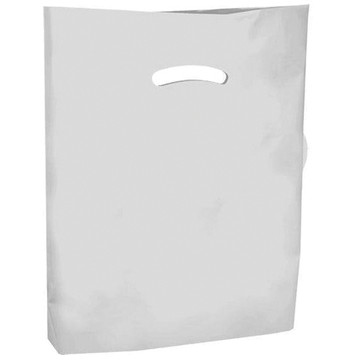 20x20x5 White Super Gloss Poly Bag with Die Cut Handle 500/cs