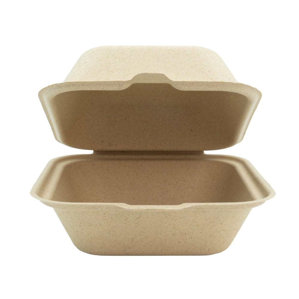 6" Compostable Hinge Container Natural 400/CS