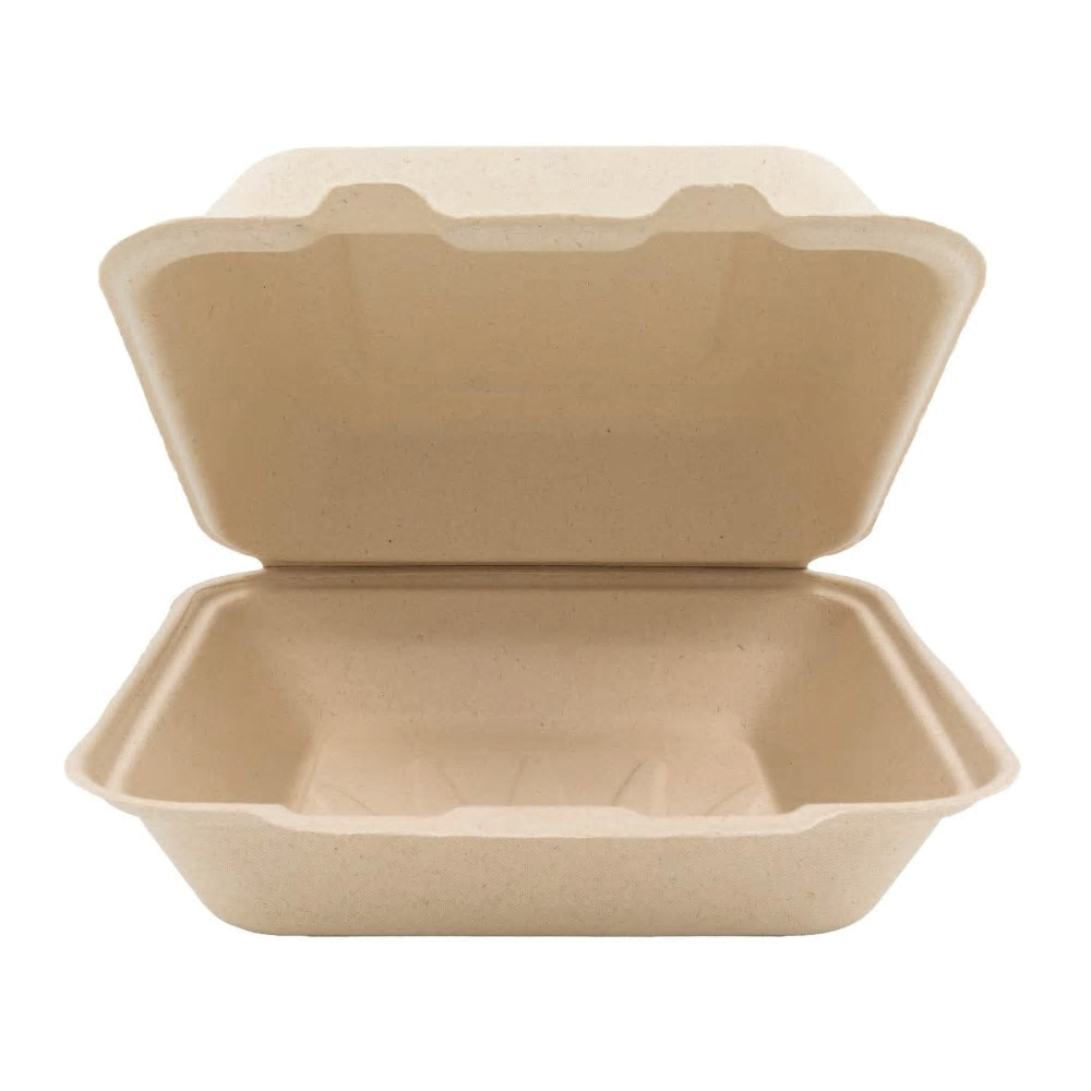 8" Compostable Hinge Container Natural 200/CS