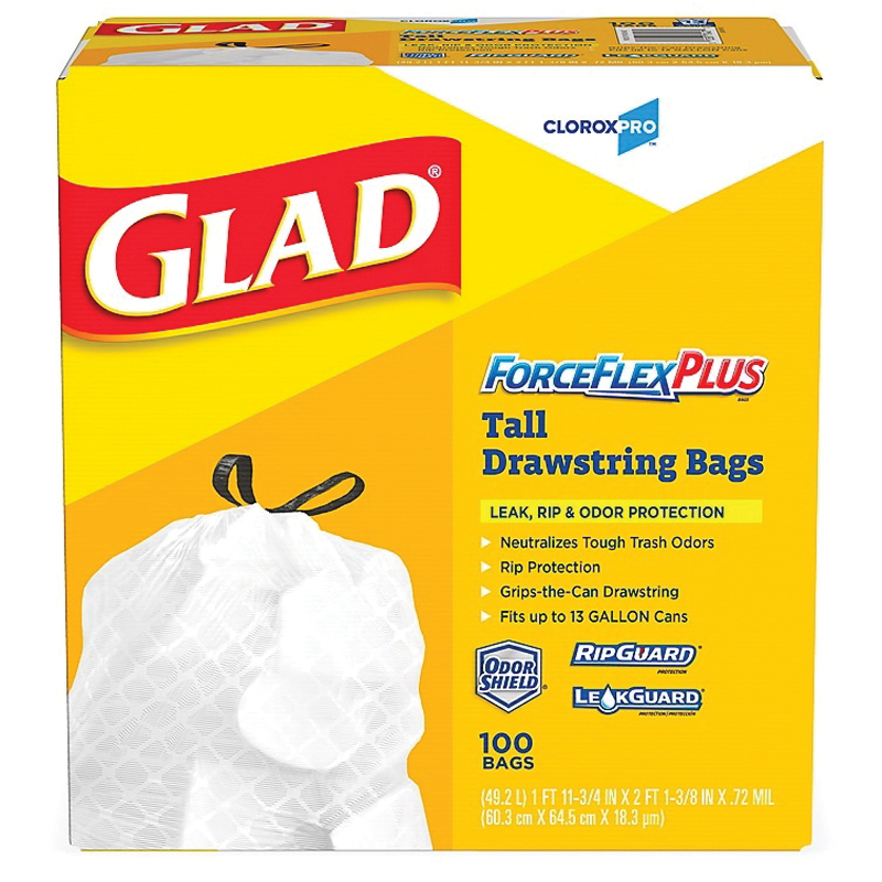 Glad 13gal Drawstring Bag 100/cs