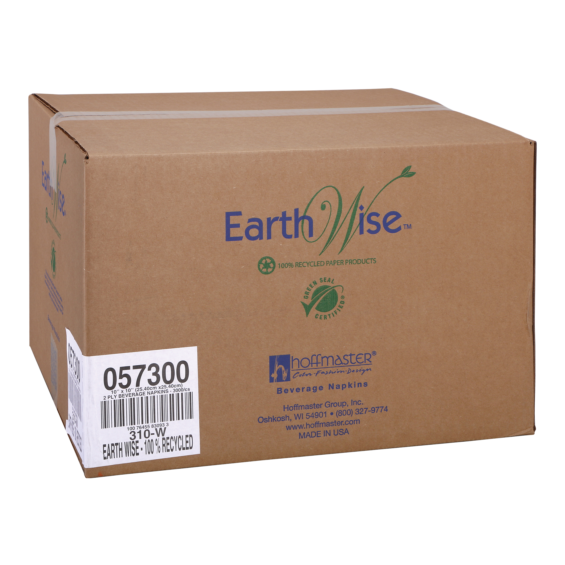 310-W 2PLY WHITE BEVNAP 3M/CSEARTHWISE COMPOST-PRINT LOGO