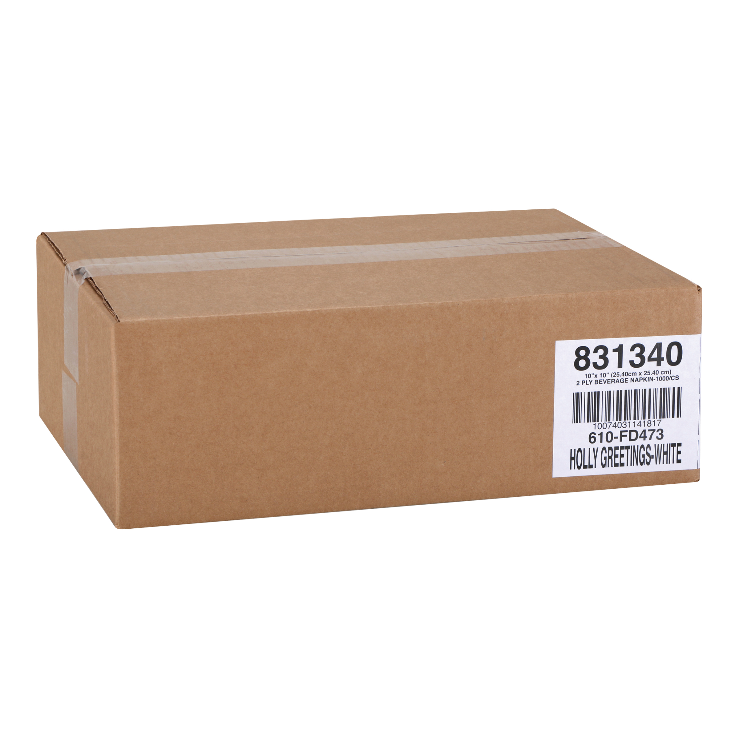 Holly Greetings White Printed Beverage Napkins 2ply 1M/cs