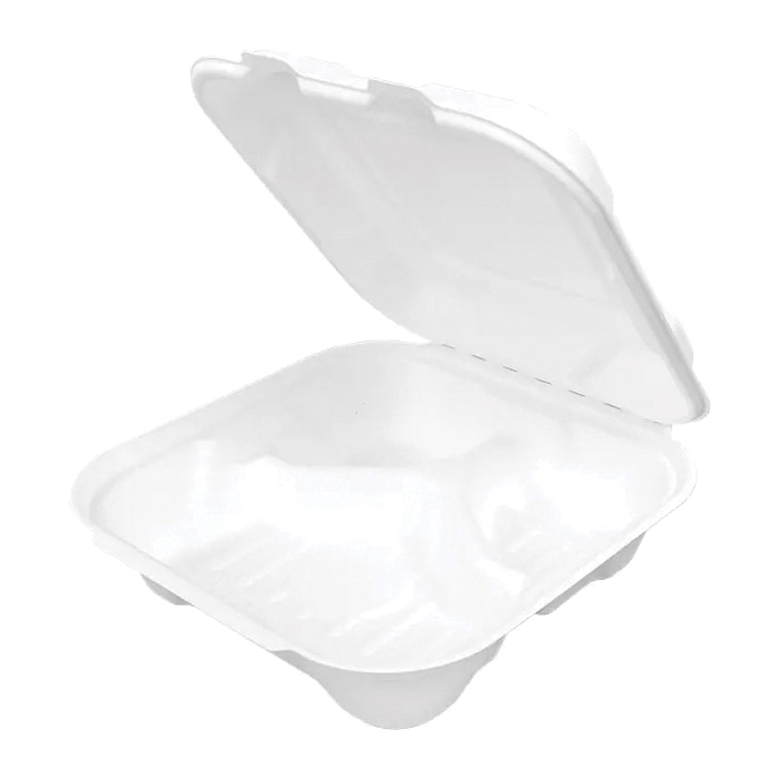 HFA243 8" 3-Comp White Hinged Fiber Container 200/cs