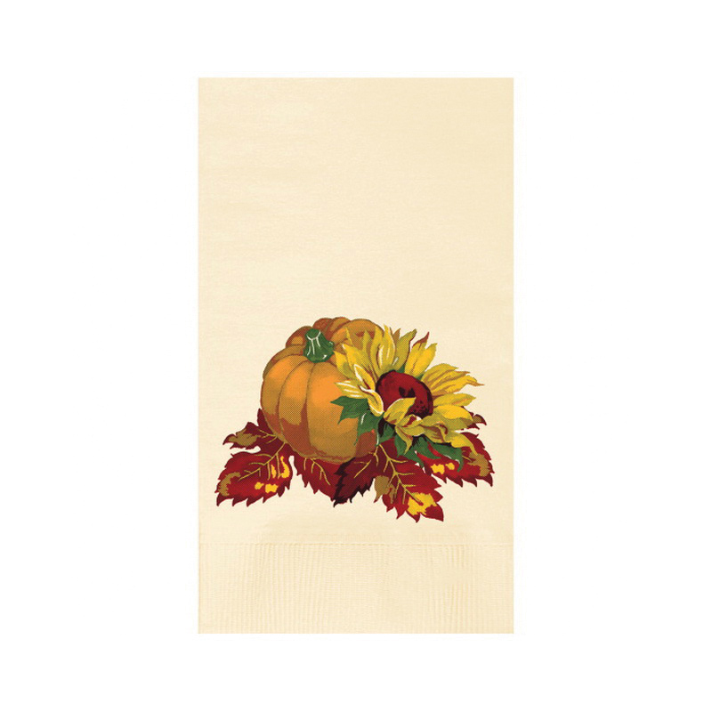 602-FD472 Fall Bounty Ecru Dinner Napkin, 2 ply, 1/8 fold 1M/CS