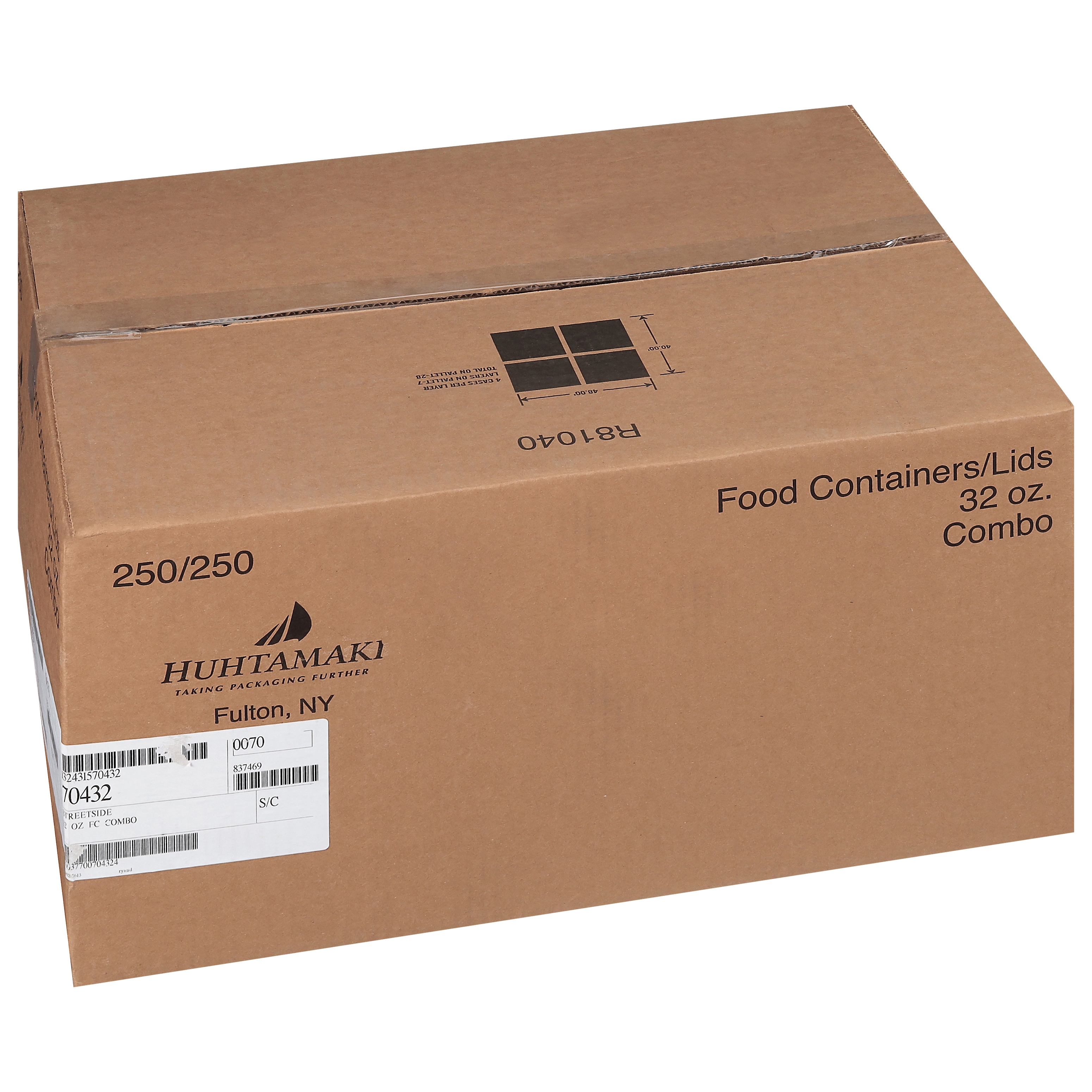 70432 32oz STREETSIDE CONT WITH PLASTIC LID  250/CS