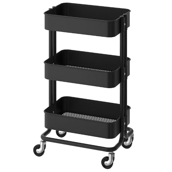 IKA-90333976 3-SHELF CART BlackEA UTILITY RASKOG