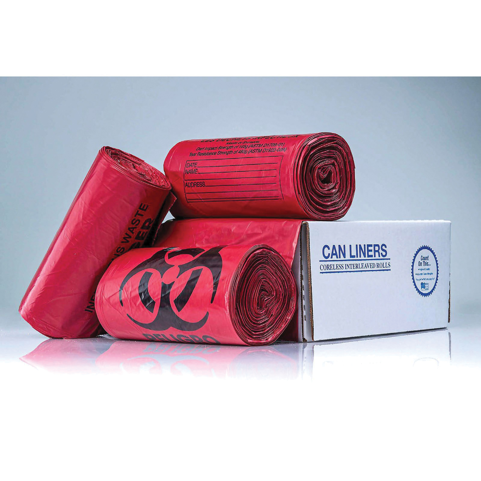 40X48 Red 16Mic Canliner 250/CS Hospital Liners