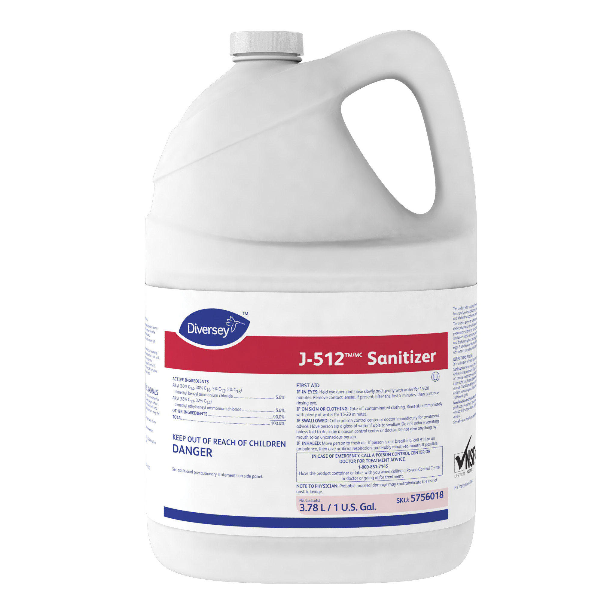 5756018 J512 SANITIZER 4/1GALNO-RINSE F/FOOD SURFACE