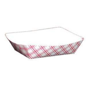 8706 4 OZ RED PLAID FOOD TRAY 1/4 LB FOOD TRAY 1M/CS