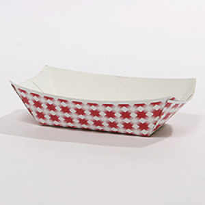 8707 6oz Red Plaid Food Tray 1m/cs